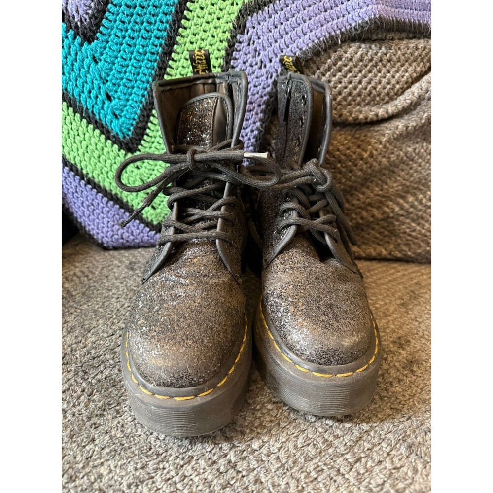 Dr. Martens Women's Black JADON Glitter‎ Combat Boots Size 6